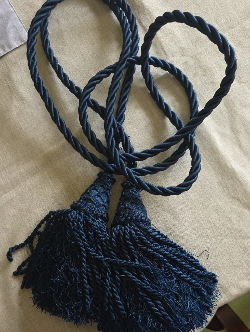 Navy Blue Decorative Tassel Rope Tieback